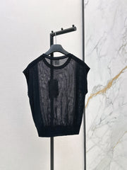 Patchwork Cutout Drop-Shoulder Knit Sweater