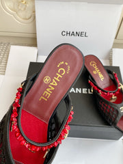 Pointed-toe peep-toe chunky-heeled sandals3.5cm