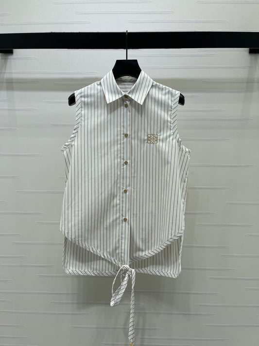 Striped Tie-front Shirt Vest