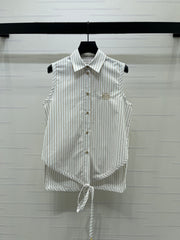 Striped Tie-front Shirt Vest