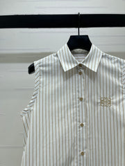 Striped Tie-front Shirt Vest