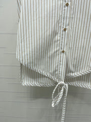 Striped Tie-front Shirt Vest