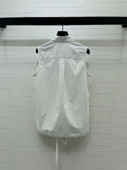 Striped Tie-front Shirt Vest