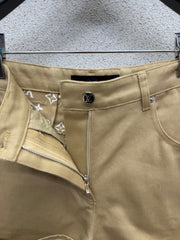 Khaki rolled-up denim short
