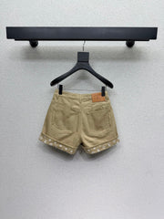 Khaki rolled-up denim short
