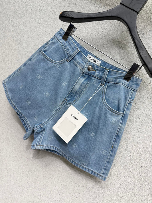 Light blue denim shorts