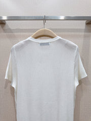 Hollow-out lace knit short-sleeved top