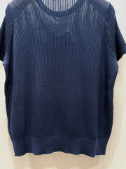 Hollow-out lace knit short-sleeved top