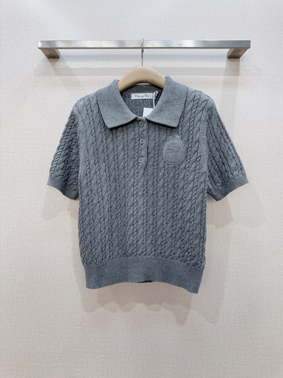 3D Cable Knit Polo Shirt