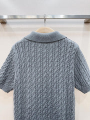 3D Cable Knit Polo Shirt