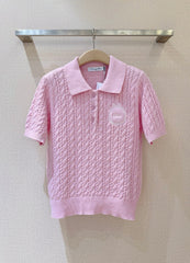 3D Cable Knit Polo Shirt