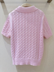 3D Cable Knit Polo Shirt