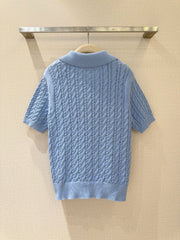3D Cable Knit Polo Shirt