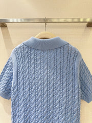3D Cable Knit Polo Shirt