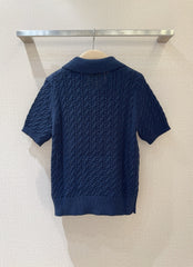 3D Cable Knit Polo Shirt