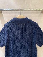3D Cable Knit Polo Shirt