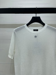 Sequined Crew Neck Knit Short-Sleeve T-Shirt