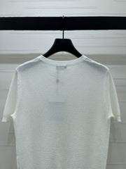 Sequined Crew Neck Knit Short-Sleeve T-Shirt