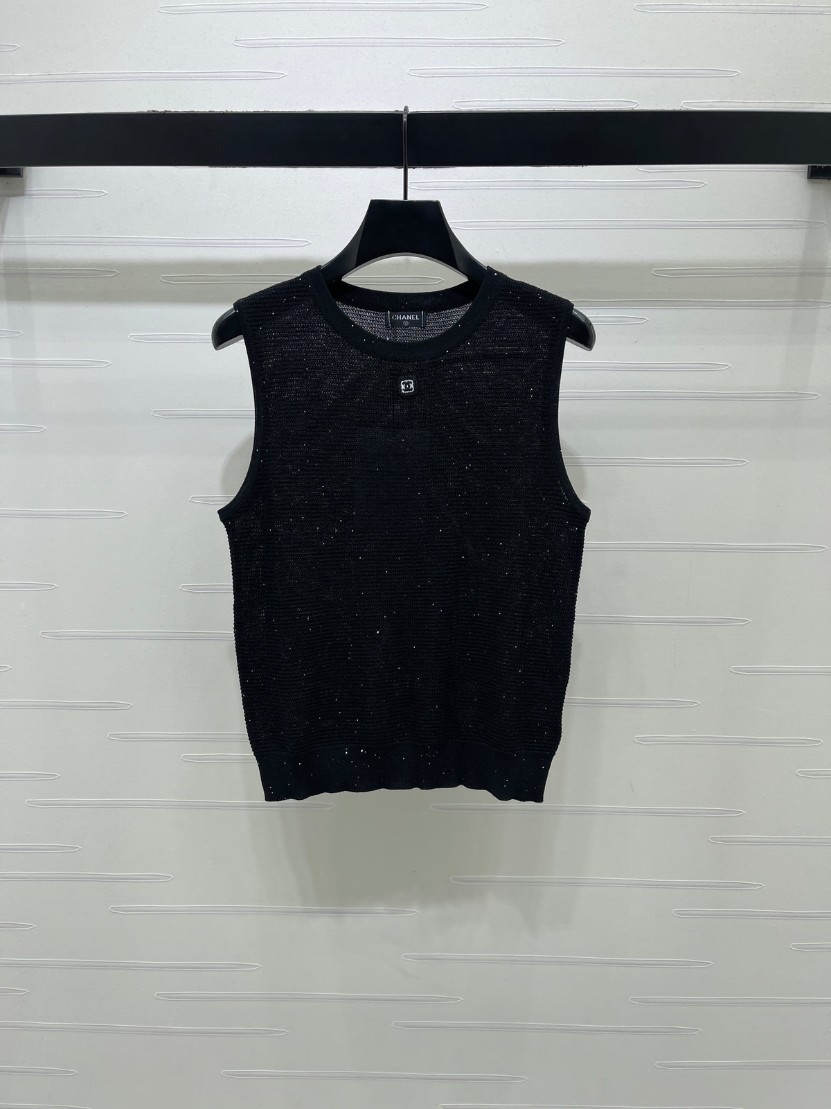Sequined Crew Neck Knit vest