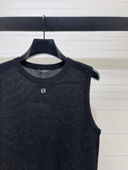 Sequined Crew Neck Knit vest