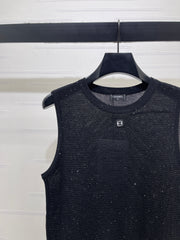 Sequined Crew Neck Knit vest