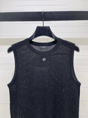 Sequined Crew Neck Knit vest