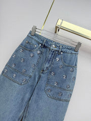 Back pocket rhinestone jeans