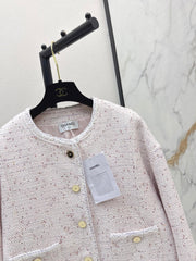 Elegant Woven Crew Neck Jacket