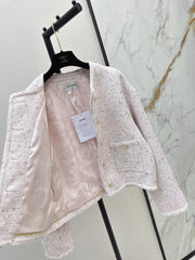 Elegant Woven Crew Neck Jacket