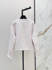 Elegant Woven Crew Neck Jacket