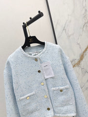 Elegant Woven Crew Neck Jacket