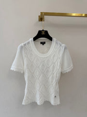 Ruffled round neck short sleeve