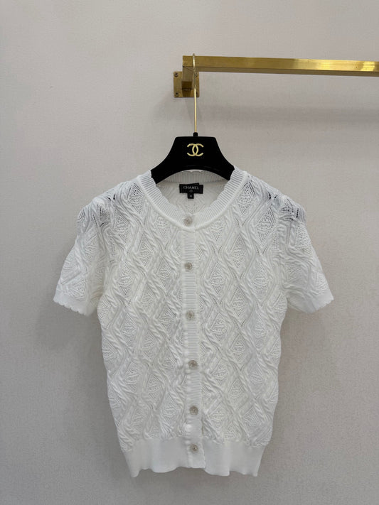 Diamond pattern round neck short sleeve