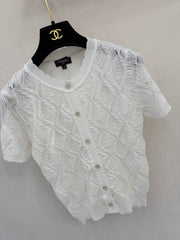 Diamond pattern round neck short sleeve