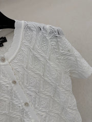 Diamond pattern round neck short sleeve