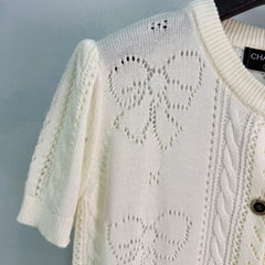 Short-sleeved knit cardigan