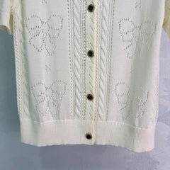 Short-sleeved knit cardigan