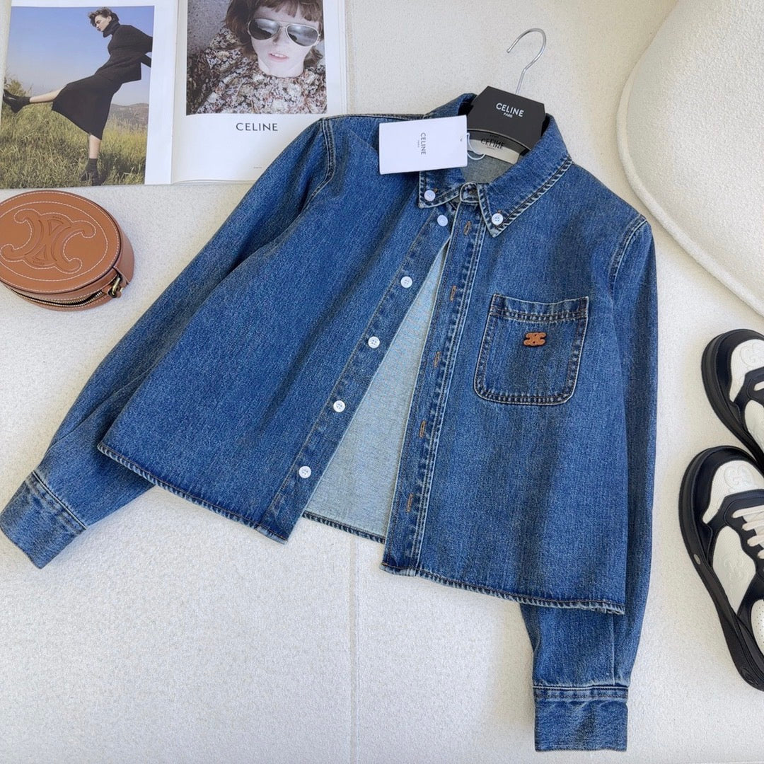 Denim cropped shirt