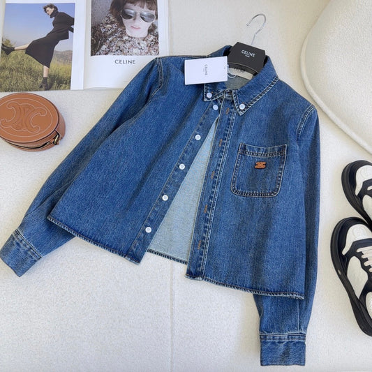 Denim cropped shirt