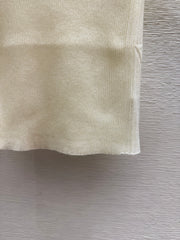 Color-blocked minimalist round neck knit short-sleeved top