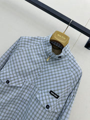 Light green color-blocked plaid coat