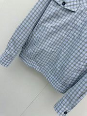 Light green color-blocked plaid coat