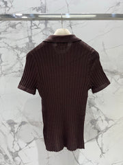 Embroidered Polo Collar Knit Sweater