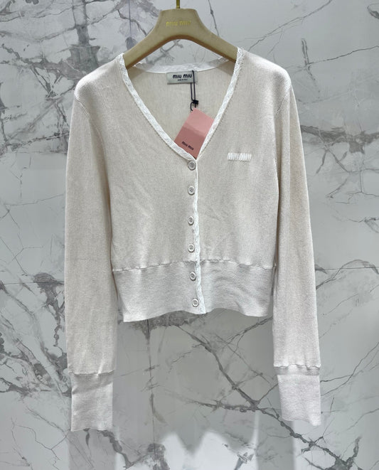 Color-blocked Lace Knit Cardigan