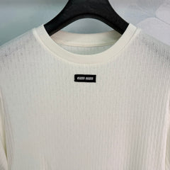 White Knit Short-Sleeve T-Shirt
