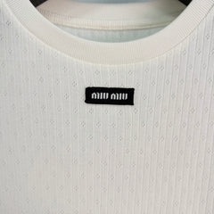 White Knit Short-Sleeve T-Shirt