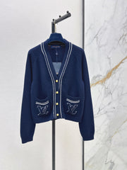 Navy-inspired knit cardigan
