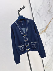 Navy-inspired knit cardigan