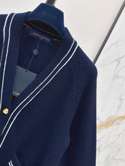 Navy-inspired knit cardigan