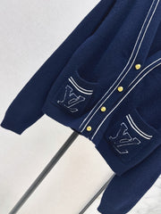 Navy-inspired knit cardigan